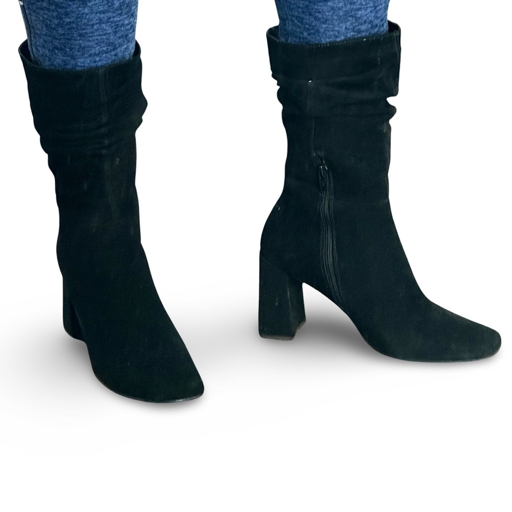Steve Madden Black Suede Heeled Booties